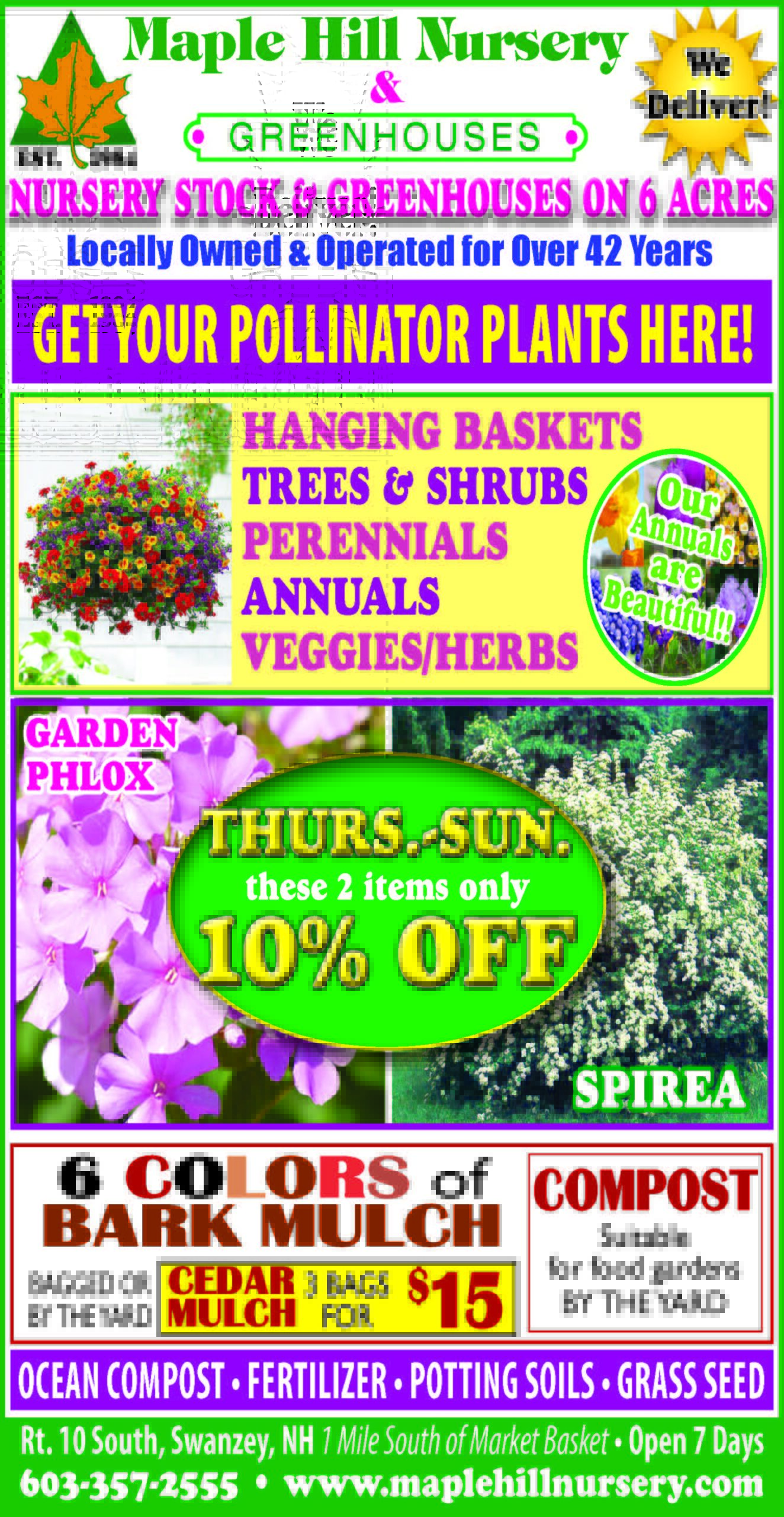 Maple-Hill-7-14-2026 Maple Hill Nursery advertisement June 30 th