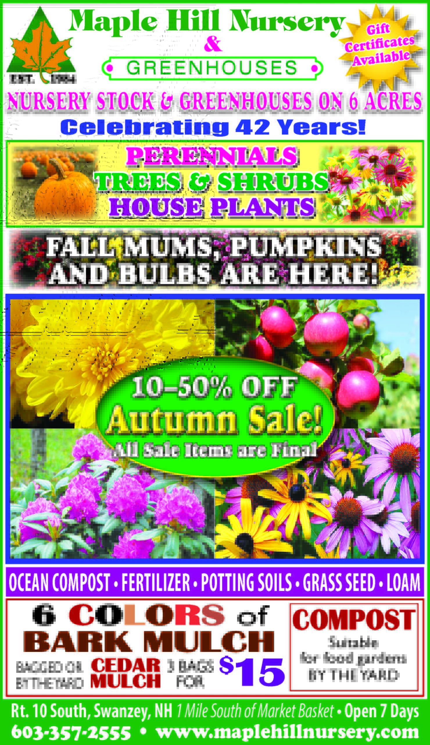 Maple-Hill-10-5-26 Maple Hill Nursery Advertisement for the week of August 25